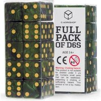 Q-Workshop QWO98444 - Full Pack of D6: Bottle green & Gold, Würfel (16mm), 20-teilig von Pegasus
