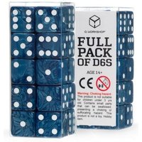 Q-Workshop QWO98451 - Full Pack of D6: Cobalt&White, Würfel (16mm), 20-teilig von Pegasus