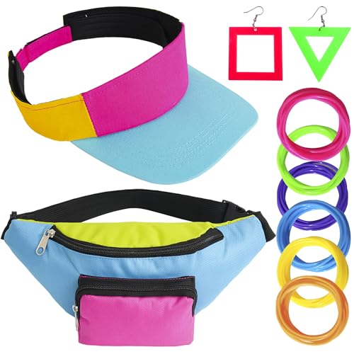 Peirich 80er 90er Jahre Outfit Set, Hip Hop Kostüm Set Enthält Gürteltasche, Armband, Sonnenschirmmütze, Ohrring, 80er Jahre Kleidung Kostüm Neon Accessoires Thema Party Karneval Damen Frauen Peirich 80er 90er Jahre Outfit Set, Hip Hop Kostüm Set Enthält Gürteltasche, Armband, Sonnenschirmmütze, Ohrring, 80er Jahre Kleidung Kostüm Neon Accessoires Thema Party Karneval Damen Frauen von Peirich