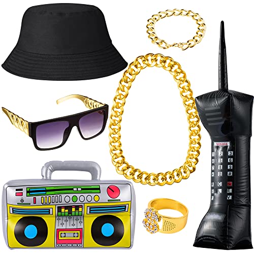 Peirich Jahre Rapper Hip Hop Kostüm Kit, 7Pack 80er/90er Jahre Party Zubehör Dekorationen Cosplay Requisiten 80er Jahre 90er Jahre Kostüme Outfit für Männer Frauen Peirich Jahre Rapper Hip Hop Kostüm Kit, 7Pack 80er/90er Jahre Party Zubehör Dekorationen Cosplay Requisiten 80er Jahre 90er Jahre Kostüme Outfit für Männer Frauen von Peirich