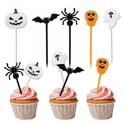 10 Stück Kunststoff-Spieße für Halloween-Partys, Cupcake-Aufsätze, Halloween-Kuchendekorationen, Kürbis, Fledermaus, Totenkopf, Geist, Obstspieße, Essen, Cocktailspieße, Stäbchen für Vorspeisen 10 Stück Kunststoff-Spieße für Halloween-Partys, Cupcake-Aufsätze, Halloween-Kuchendekorationen, Kürbis, Fledermaus, Totenkopf, Geist, Obstspieße, Essen, Cocktailspieße, Stäbchen für Vorspeisen von Pejlnd