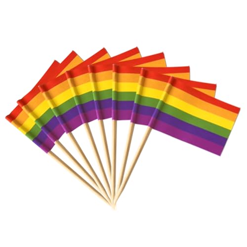 100 Stück Pride Day Zahnstocher, Flaggen, Pride Flagge, Cupcake-Topper, LGBTQ Regenbogen-Kuchenaufsatz, kleine Stick-Flaggen, Cocktailspieße mit Stolz-Flagge für Lebensmittel, Sandwich, Pride, Zubehör von Pejlnd
