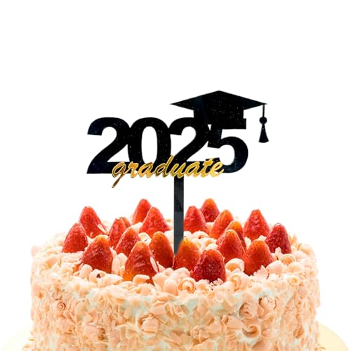 2025 Graduation Cake Topper,1 Stück Graduation Cake Deko 2025 Abschluss Tortendeko Glitzer 2025 Bachelor Hut Graduate Kuchen Deko für Graduation Deko Abschluss Party von Pejlnd