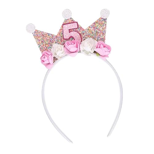 Pejlnd 5 Jahr Geburtstagskrone Rosa Blumen Krone Mädchen 5 Jahre Prinzessin Krone Geburtstag Stirnband für Mädchen Geburtstag Party Pejlnd 5 Jahr Geburtstagskrone Rosa Blumen Krone Mädchen 5 Jahre Prinzessin Krone Geburtstag Stirnband für Mädchen Geburtstag Party von Pejlnd