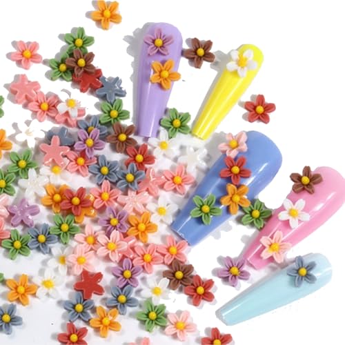 50Stück Blumen zum Basteln Miniatur Deko,3D Bunte Blumen Miniatur Resin Puppenhaus Zubehör Mini Dekorierte Blümchen Bastelzubehör für Miniaturgärten DIY Nagel Kunst Dekorations von Pejlnd