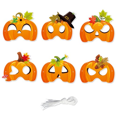 6 Stück Herbst-Kürbis-Papier-Kostümmasken für Erwachsene, Herbsternte, Kürbis-Foto-Requisiten, Verkleidung, Cosplay, Papier-Augenmaske, Partytütenfüller für Kinder, Halloween, Erntedankfest, Herbst 6 Stück Herbst-Kürbis-Papier-Kostümmasken für Erwachsene, Herbsternte, Kürbis-Foto-Requisiten, Verkleidung, Cosplay, Papier-Augenmaske, Partytütenfüller für Kinder, Halloween, Erntedankfest, Herbst von Pejlnd
