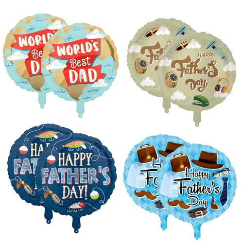 Luftballons zum Vatertag, 45,7 cm, blau, rund, Helium-Party-Ballon für Vatertag, Partyzubehör, beste Vatergeschenke von Sohn und Tochter, 8 Stück Luftballons zum Vatertag, 45,7 cm, blau, rund, Helium-Party-Ballon für Vatertag, Partyzubehör, beste Vatergeschenke von Sohn und Tochter, 8 Stück von Pejlnd