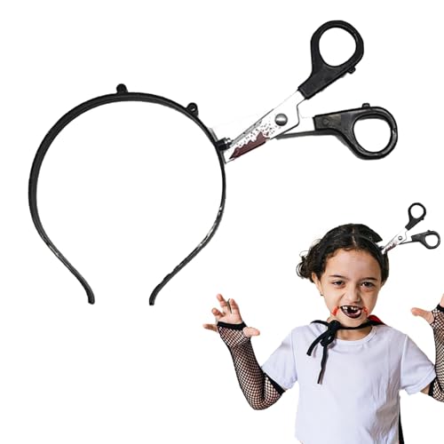 Pejlnd 1 x simuliertes Halloween-Stirnband, Halloween-Kostüm, gruseliges Kunststoff-Stirnband, gruselige Schere durch den Kopf-Effekt, lustige Kopfbedeckung für Kinder und Erwachsene, Halloween-Party Pejlnd 1 x simuliertes Halloween-Stirnband, Halloween-Kostüm, gruseliges Kunststoff-Stirnband, gruselige Schere durch den Kopf-Effekt, lustige Kopfbedeckung für Kinder und Erwachsene, Halloween-Party von Pejlnd