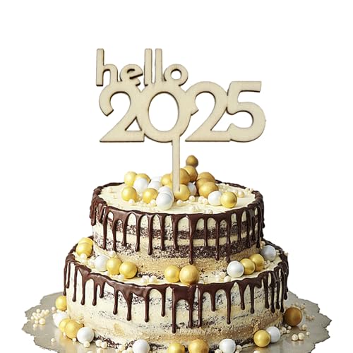 Silvester Deko 2025 - Gold Hello 2025 Cake Topper für Neujahr, Frohes Neues Jahr Muffin Kuchen Deko für Silvesterparty, 1 Stück Silvester Deko 2025 - Gold Hello 2025 Cake Topper für Neujahr, Frohes Neues Jahr Muffin Kuchen Deko für Silvesterparty, 1 Stück von Pejlnd