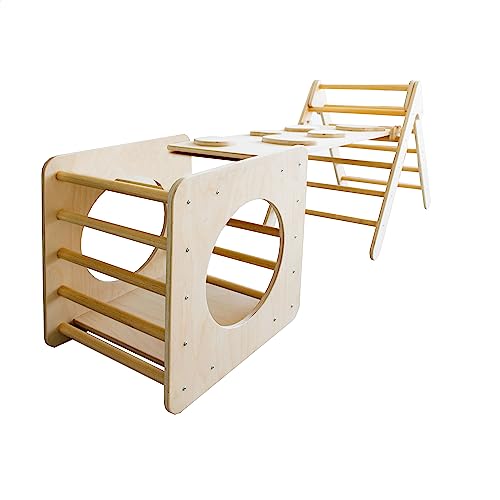 Pekiedo SWEETME Montessori-Pikler-Dreieck für Kinder mit Montessorianischem Würfel und Rampe Rutsche Klettern, Lernspiele aus Holz Pekiedo SWEETME Montessori-Pikler-Dreieck für Kinder mit Montessorianischem Würfel und Rampe Rutsche Klettern, Lernspiele aus Holz von Pekiedo