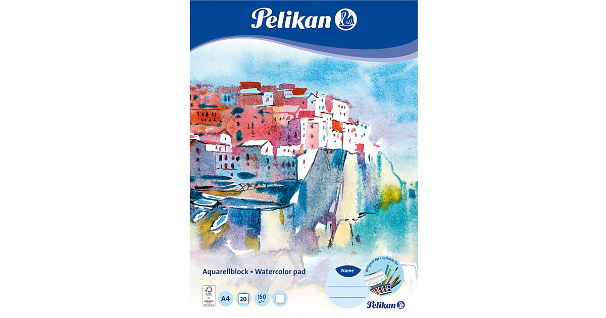Aquarellblock - Zeichenblock 150g/m², A4, 20 Blatt weiß Aquarellblock - Zeichenblock 150g/m², A4, 20 Blatt weiß von Pelikan