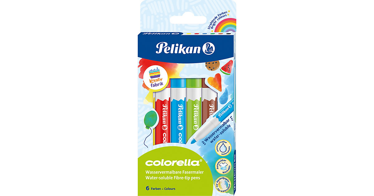 Colorella Fasermaler Kreativfabrik, 6 Farben  Kinder von Pelikan