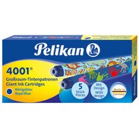 PELIKAN 338236 Pelikan bedruckte Großraum-Tintenpatronen 4001®, Königsblau, 5 Stück von Pelikan