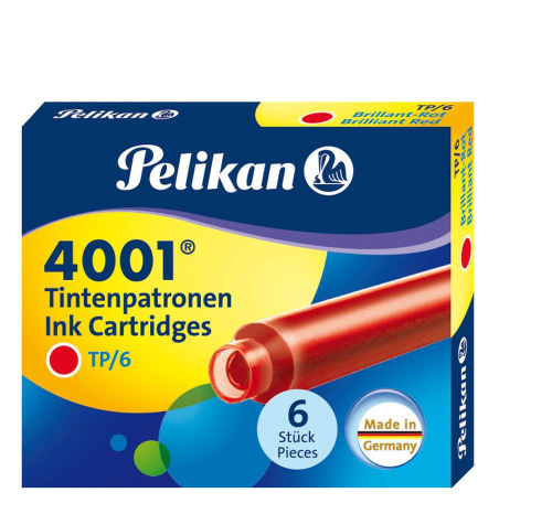 PELIKAN Tintenpatronen TP/6 Tinte 4001® Brillant-Rot von Pelikan