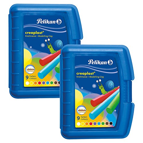 Pelikan 198/9B - Creaplast Knete 9 verschiedene Farben in Kunststoffbox (2, Blau) von Pelikan