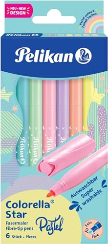 Pelikan Fasermaler Colorella® Star PASTELL, 6 Farben, 822282, weiß von Pelikan