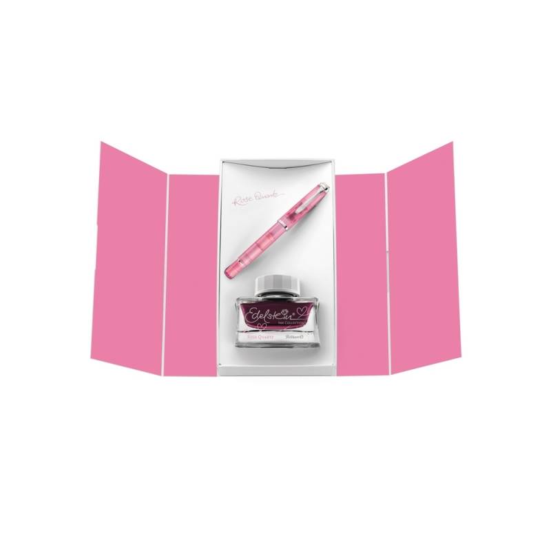 Pelikan Füllfederhalter Classic M205 Rose Quartz M mit Edelstein Ink Rose Quartz im Set - Special Edition von Pelikan