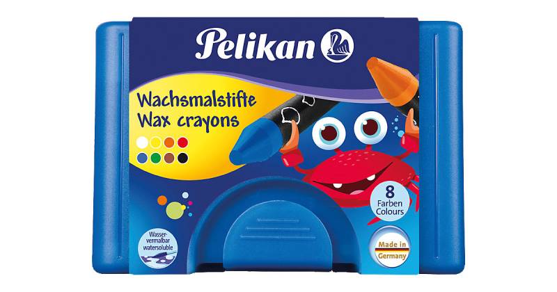 Wachsmalstifte, rund wasservermalbar, 8 Farben mehrfarbig von Pelikan