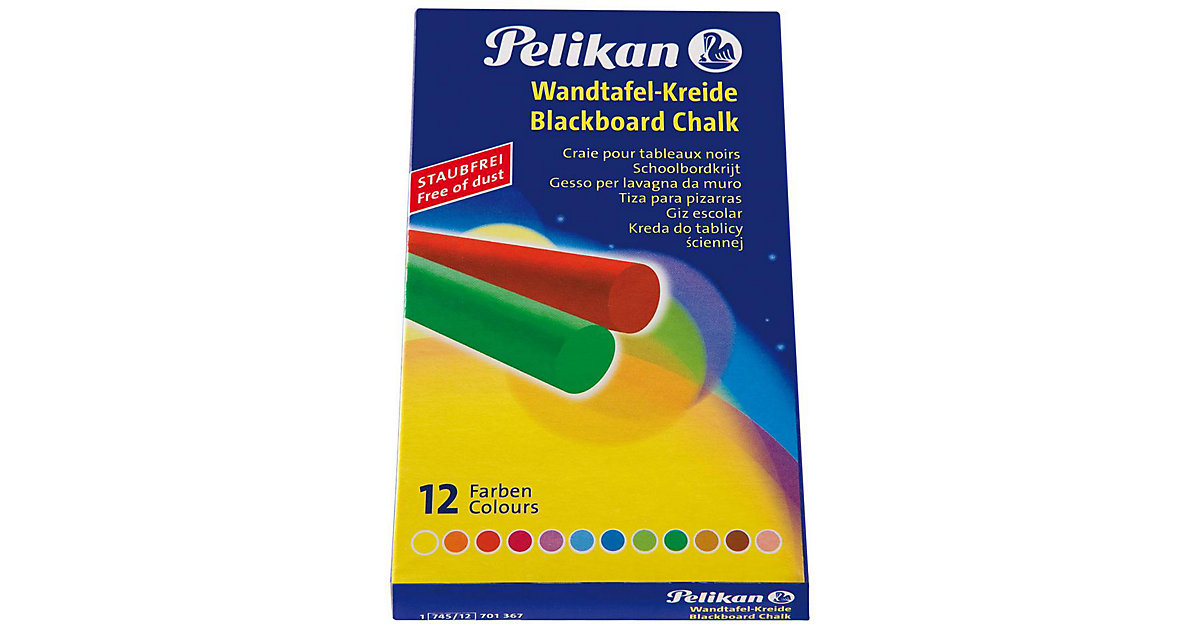 Wandtafelkreide, 12 Farben mehrfarbig von Pelikan