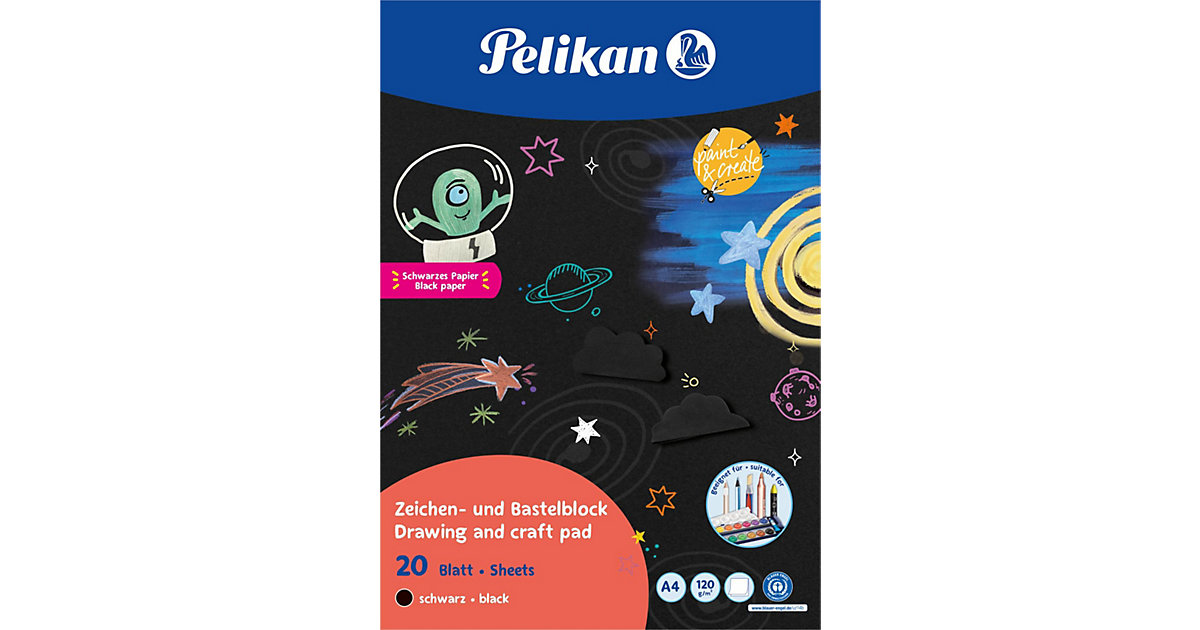 Zeichenblock, A4, 20 Blatt schwarz Zeichenblock, A4, 20 Blatt schwarz von Pelikan