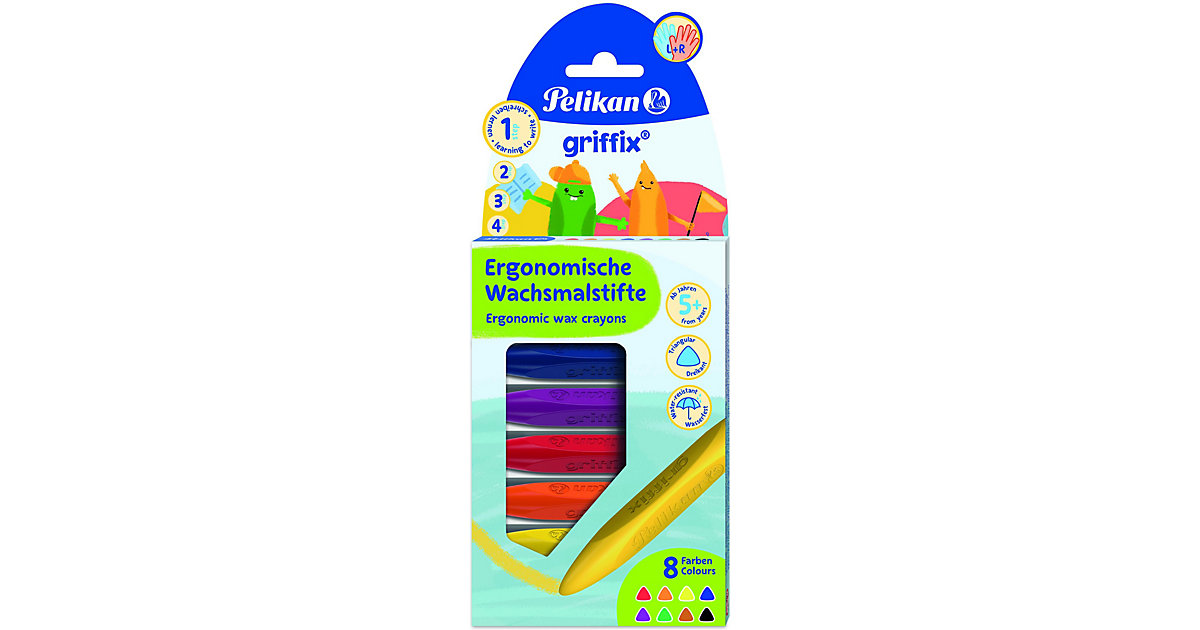 griffix Wachsmalstifte ergonomisch Dreikant, 8 Farben bunt griffix Wachsmalstifte ergonomisch Dreikant, 8 Farben bunt von Pelikan
