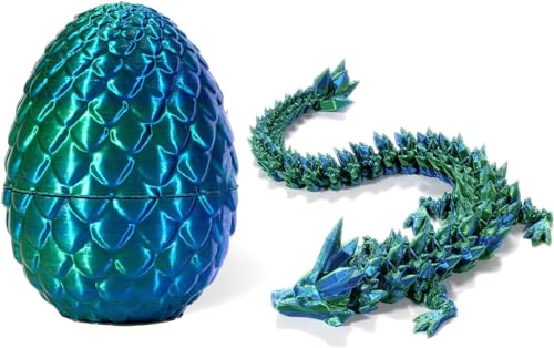 3D Printed Dragon in Egg,Full Articulated Dragon Crystal Dragon with Dragon Egg,3D Printed Gem Dragon Action Figures,Fidget Toys for Autism ADHD,Dragon Egg Articulated Dragon Toys (Green) von Pelinuar