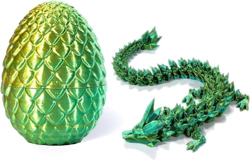 3D Printed Dragon in Egg,Full Articulated Dragon Crystal Dragon with Dragon Egg,3D Printed Gem Dragon Action Figures,Fidget Toys for Autism ADHD,Dragon Egg Articulated Dragon Toys (Yellow Green) von Pelinuar