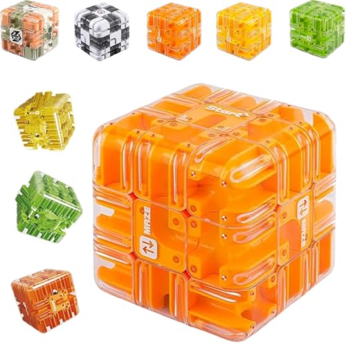 Puzzle Maze Cube,Large Labyrinth 3D Puzzle Maze Cube - Engaging Brain Teaser Toy,Marble Magic 3x3 Challenge Mazes Ball for Stress Relief, A Perfect Educational Game Gift (Orange) von Pelinuar