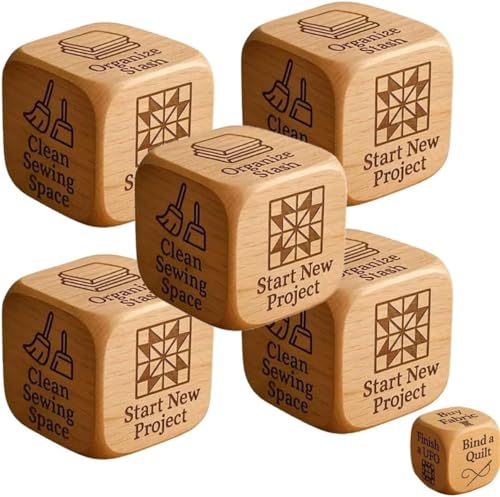 Quilter-Würfel, handgefertigte Entscheidungswürfel aus Holz mit 6 gravierten Quiltaufgaben, einzigartige Nähzimmer-Dekoration, handgefertigtes lustiges Nähgeschenk für Quilter, Näher und Quilter-Würfel, handgefertigte Entscheidungswürfel aus Holz mit 6 gravierten Quiltaufgaben, einzigartige Nähzimmer-Dekoration, handgefertigtes lustiges Nähgeschenk für Quilter, Näher und von Pelinuar