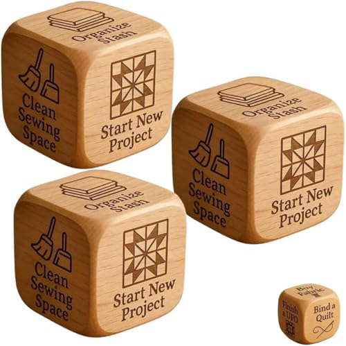 Quilter-Würfel, handgefertigte Entscheidungswürfel aus Holz mit 6 gravierten Quiltaufgaben, einzigartige Nähzimmer-Dekoration, handgefertigtes lustiges Nähgeschenk für Quilter, Näher und Quilter-Würfel, handgefertigte Entscheidungswürfel aus Holz mit 6 gravierten Quiltaufgaben, einzigartige Nähzimmer-Dekoration, handgefertigtes lustiges Nähgeschenk für Quilter, Näher und von Pelinuar