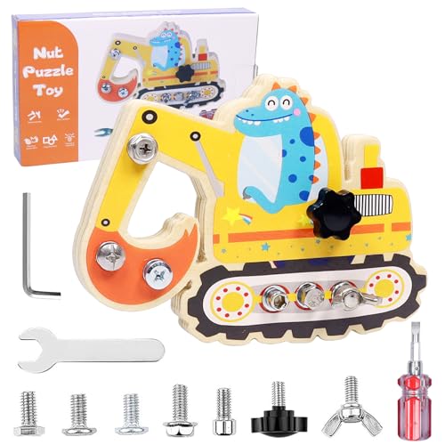Montessori Spielzeug ab 2 Jahre, Montessori Kinder Schrauben Spielzeug ab 3 4 5 Jahre, Busy Board Holz Spiel, Bagger Spiel, Feinmotorik Lernspiel, Geschenk für Mädchen Junge Montessori Spielzeug ab 2 Jahre, Montessori Kinder Schrauben Spielzeug ab 3 4 5 Jahre, Busy Board Holz Spiel, Bagger Spiel, Feinmotorik Lernspiel, Geschenk für Mädchen Junge von Pellinch