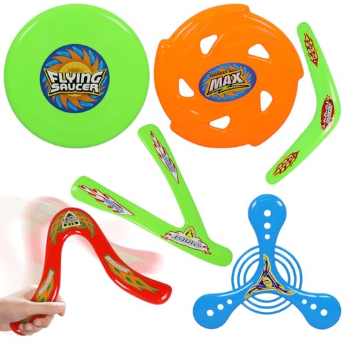 Pellinch 6 Stück Boomerang, Bumerang für Kinder, Frisbee Kinder, Wurfspiel Bumerang, Rückkehr Boomerang-Sportspielzeug, Farbe der Darts zufällig, Frisbee Ring für Kind Flying Geschwindigkeit von Pellinch