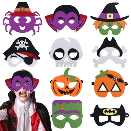 Pellinch Halloween Masken Kinder, 10 Stück Halloween Filzen Maske, Halloween Kinder Cosplay Masken Set, Kürbisgeist Fledermaus Vampir Hexen Maske für Kindergeburtstag Halloweens Fancy Dress Party Pellinch Halloween Masken Kinder, 10 Stück Halloween Filzen Maske, Halloween Kinder Cosplay Masken Set, Kürbisgeist Fledermaus Vampir Hexen Maske für Kindergeburtstag Halloweens Fancy Dress Party von Pellinch