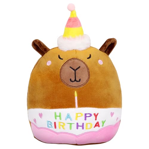 Pellinch Happy Birthday Capybara Plüschtier, 25CM Capybara Kuscheltier, Capybara Plushies, Wasserschwein Stofftier, Cartoon Plüschkissen, Kawaii Plüsch, Geburtstagsgeschenke für Kinder Jungen Mädchen Pellinch Happy Birthday Capybara Plüschtier, 25CM Capybara Kuscheltier, Capybara Plushies, Wasserschwein Stofftier, Cartoon Plüschkissen, Kawaii Plüsch, Geburtstagsgeschenke für Kinder Jungen Mädchen von Pellinch