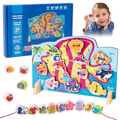 Pellinch Montessori Holz Fädelspiel, Busy Board Lernspiel Spielzeug, 2 in 1 Fädel Sensorik Spielzeug, 25 Stück Holz Fädelspiel, Fördert die Motorikspielzeug, Geschenke für Quiet Book ab 1-6 Jahr Pellinch Montessori Holz Fädelspiel, Busy Board Lernspiel Spielzeug, 2 in 1 Fädel Sensorik Spielzeug, 25 Stück Holz Fädelspiel, Fördert die Motorikspielzeug, Geschenke für Quiet Book ab 1-6 Jahr von Pellinch