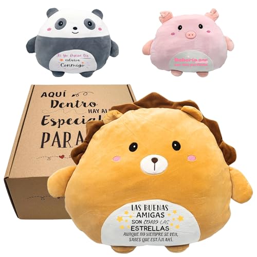 Originelle Geschenke für Damen, Plüschkissen mit lustigem Spruch | Geschenk Freundin Geburtstag | Details zum Verschenken an beste Freunde (Löwe 1) von Peluchilandia