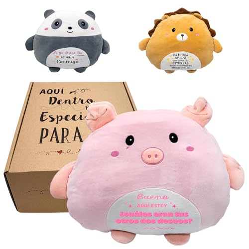 Originelle Geschenke für Damen, Plüschkissen mit lustigem Spruch | Geschenk Freundin Geburtstag | Details zum Verschenken an beste Freunde (Schwein 3) von Peluchilandia