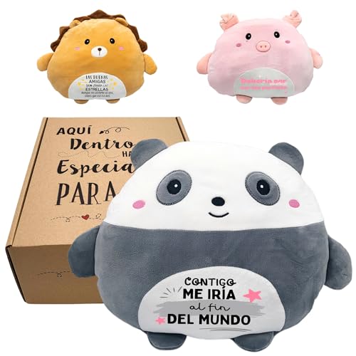 Originelle Geschenke für Damen, Plüschkissen mit lustigem Spruch | Geschenk Freundin Geburtstag | Geschenke für beste Freunde (Panda 4) von Peluchilandia