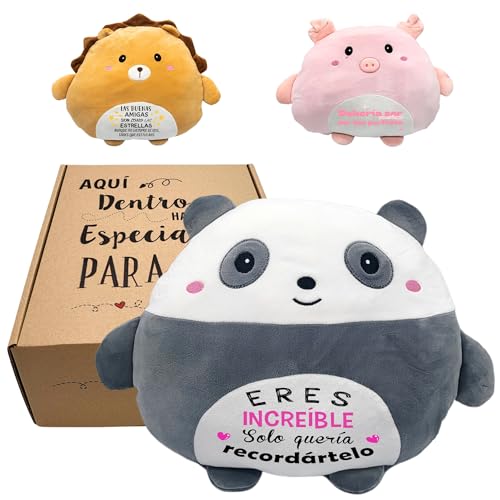 Originelle Geschenke für Damen, Plüschkissen mit lustigem Spruch | Geschenk Freundin zum Geburtstag | Details zum Verschenken an beste Freunde (Panda 3) von Peluchilandia