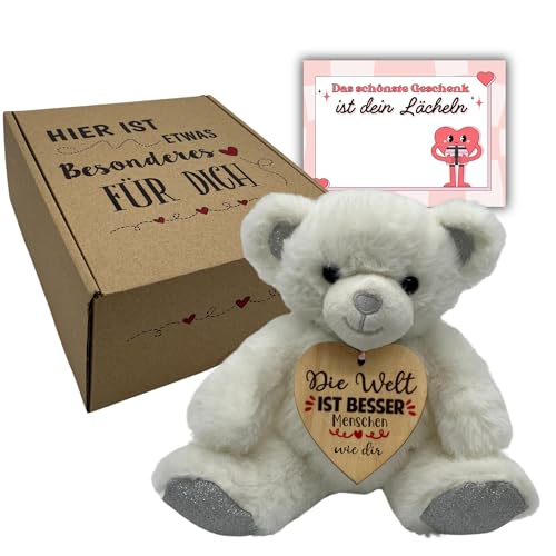 Peluchilandia Kuscheltier Geschenk Freundin Mit Herzbotschaft In Geschenkbox Stofftier Mit Spruch Für Frauen Teddybär Beste Freundin Geschenke Freundschaftsgeschenke Plüschtier Dankeschön Süß (weiß) Peluchilandia Kuscheltier Geschenk Freundin Mit Herzbotschaft In Geschenkbox Stofftier Mit Spruch Für Frauen Teddybär Beste Freundin Geschenke Freundschaftsgeschenke Plüschtier Dankeschön Süß (weiß) von Peluchilandia