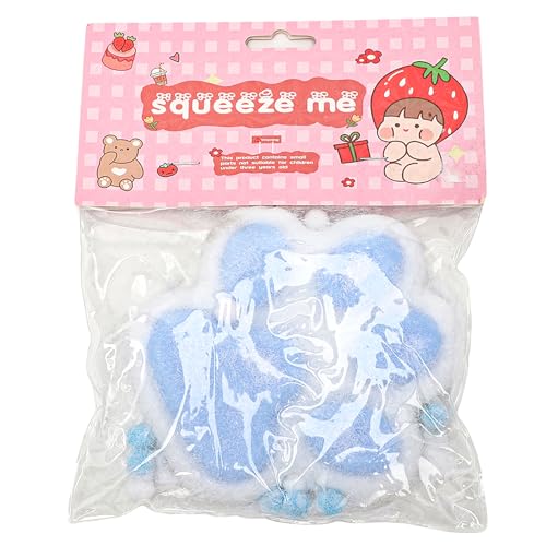 Taba Squishy Fufu Squishy Katzenpfoten Squishy Groß 15cm - Anti Stress Spielzeug Fidget Toys Erwachsener, Soft Cat Paws Squishy Toy Stressabbauende Geschenke für Katzenliebhaber, Kinder (Bleu - Blanc) von Penbinmall