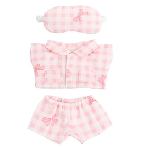17cm Puppenkleidung Set, Rosa Schleife Puppen Pyjama mit Augenmaske Süß Weich Plüschspielzeugzubehör für Sammler Enthusiasten Dekoration & Ausstellung von Penitue