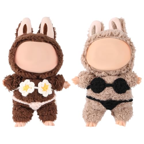 2 Satz Kleidung für Puppen, Puppen Badeanzug Kostüme Süße Outfits Schwarzer Bikini & Daisy-Bikini Gestrickter für 17cm Große Doll Ausstellungszubehör Sammlergeschenk von Penitue