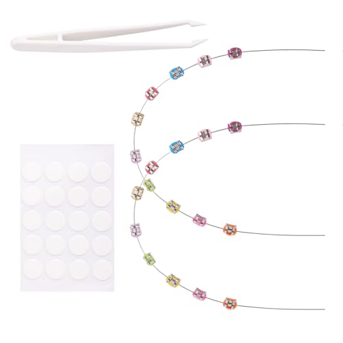 2st Bunte Zahnspangen für Puppen, Niedlich Blindbox Puppenzahnspangen Wiederverwendbar Puppenzahndekoration Verschönerung Ankleidewerkzeug Set für 17cm Puppenzubehör von Penitue