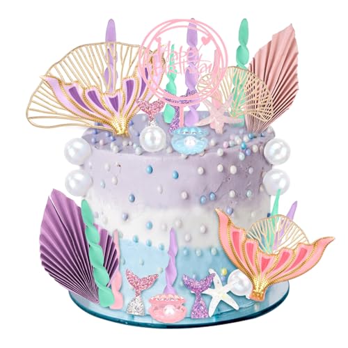 30 Stück Meerjungfrau Kuchenaufsätze, Glänzender Meerjungfrauenschwanz Blasenkugeln Muscheln Ginkgo Biloba Seetang Seestern Unterwasser Kuchendekoration für Geburtstagspartys mit Ozean Thema 30 Stück Meerjungfrau Kuchenaufsätze, Glänzender Meerjungfrauenschwanz Blasenkugeln Muscheln Ginkgo Biloba Seetang Seestern Unterwasser Kuchendekoration für Geburtstagspartys mit Ozean Thema von Penitue