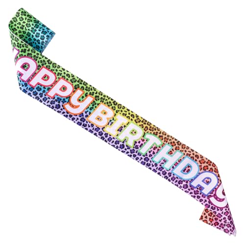 Bunte Happy Birthday Schärpe mit Leopardenmuster, Geparden Geburtstagsparty Dekorationen für Jungen und Mädchen Dekorationen zum Thema Dschungel Disko Tanz Bunte Happy Birthday Schärpe mit Leopardenmuster, Geparden Geburtstagsparty Dekorationen für Jungen und Mädchen Dekorationen zum Thema Dschungel Disko Tanz von Penitue