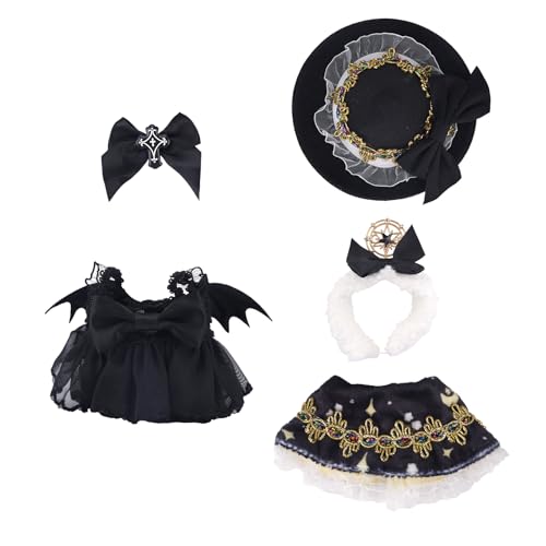 Halloween-Puppenkleidung-Set, Gotisch Schwarzes Dämonenkleid mit Schleifen-Haarclip Modisch 17cm Puppen-Halloween-Outfit Zubehör für Fans Sammler Ausstellung von Penitue