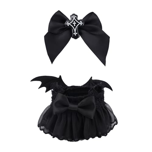 Halloween-Puppenkleidung-Set, Gotisch Schwarzes Dämonenkleid mit Schleifen-Haarclip Modisch 17cm Puppen-Halloween-Outfit Zubehör für Fans Sammler Ausstellung von Penitue