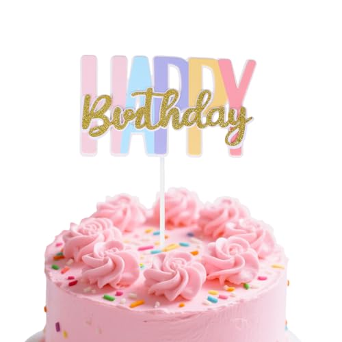 Happy Birthday Kuchendekorationen, 12,3x7cm Papier Geburtstagstorten Deko Glänzende Bunte Topper Dekoration für Jungen & Mädchen DIY-Partyzubehör Happy Birthday Kuchendekorationen, 12,3x7cm Papier Geburtstagstorten Deko Glänzende Bunte Topper Dekoration für Jungen & Mädchen DIY-Partyzubehör von Penitue