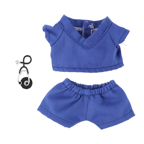 Kleidungsset für 17 cm Puppen, Blaues Arzt Scrubs Outfit Kostüm Einschließlich Oberteil Hose und Stethoskop-Brosche Bezaubernde Arzt Krankenschwester Uniform mit Zubehör von Penitue